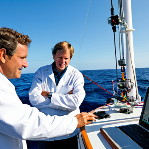 Home 27 Marine Research & Technology**
A diverse team of scientists working on a research vessel, studying ocean data with advanced equipment. The scene includes sonar equipment, underwater cameras being deployed, and researchers analyzing data on computers. The vessel is in a calm, blue ocean under a sunny sky. Fully clothed researchers in appropriate lab attire. Safe for work. Perfect anatomy, correct proportions, natural pose, well-formed hands, proper finger count. Professional, family-friendly, appropriate content.
**