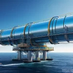 해양공학 기초 개념 - **Prompt:** A vibrant, futuristic offshore platform dedicated to harnessing clean ocean energy. The ...