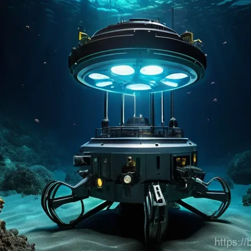 해양공학 연안공학 - **Prompt:** "A highly advanced, futuristic remotely operated vehicle (ROV) with multiple sensors and...
