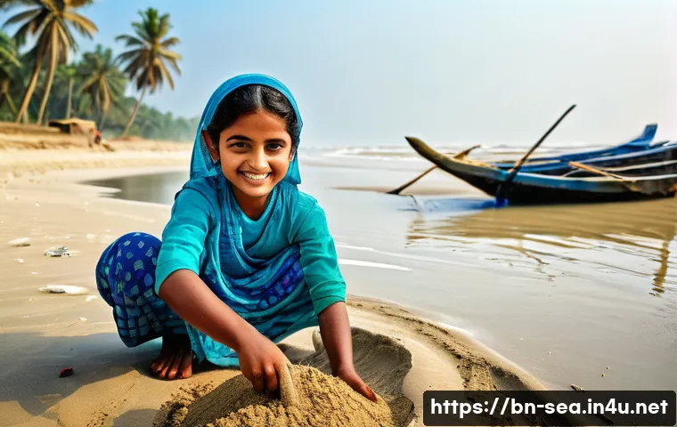 해양공학 해양 생태계 보호 - **Prompt:** A young Bengali girl, around 7 years old, wearing a traditional salwar kameez with a bri...