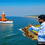 해양공학 박사 과정 - A detailed coastal engineering research laboratory scene featuring Bengali researchers in profession...